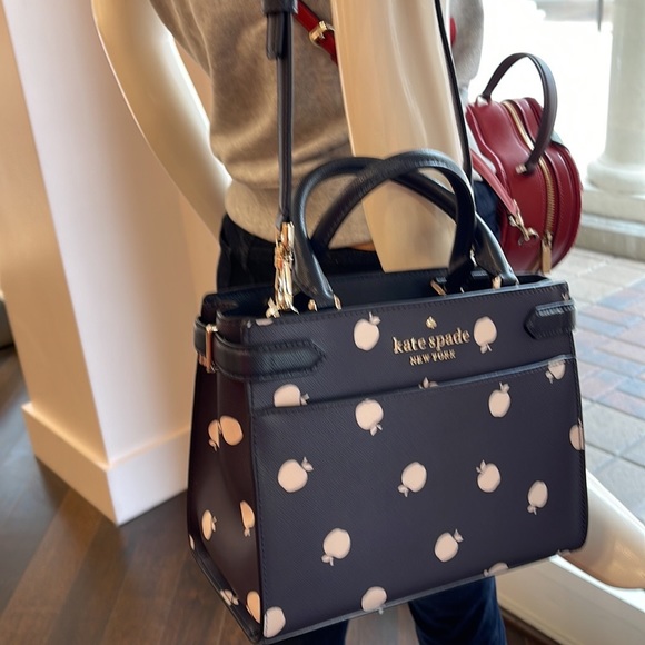 Kate Spade Staci Sm Satchel Orchard Toss Pr & Staci Lg White Apple Bifold Wallet - Picture 11 of 16